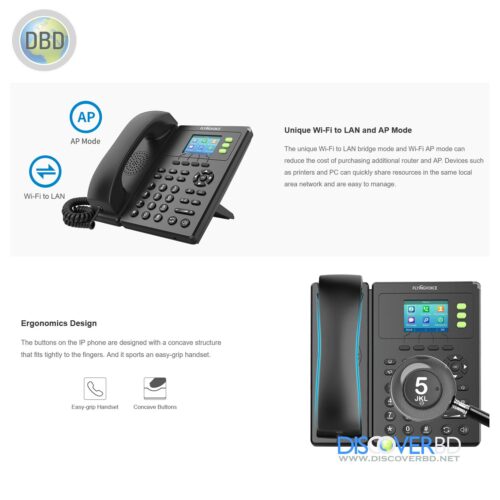 Flying Voice WiFi  FIP11C, 3SIP Color Display IP Phone - Image 4