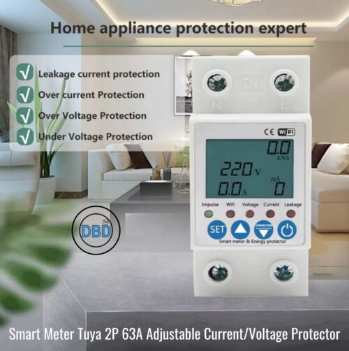 Smart Meter Tuya 2P 63A Adjustable Current/Voltage Protector - Image 7