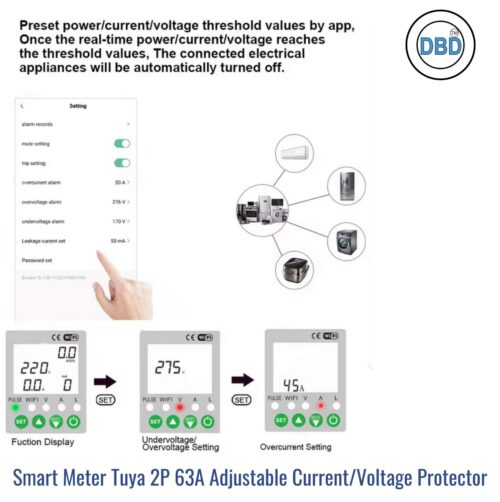 Smart Meter Tuya 2P 63A Adjustable Current/Voltage Protector - Image 9