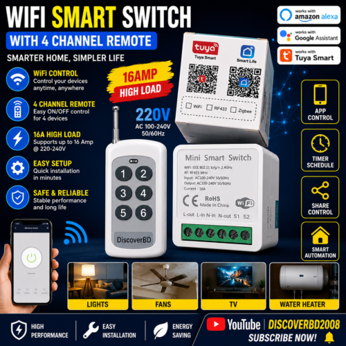 Wifi+RF433Mhz Wifi Smart Switch module 250V