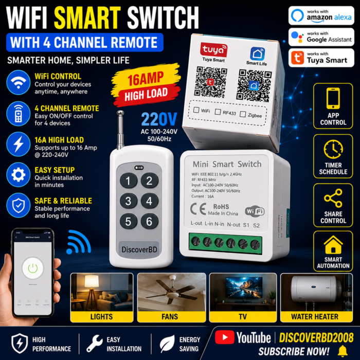 Wifi+RF433Mhz Wifi Smart Switch module 250V Wifi+RF433Mhz Wifi Smart Switch module 250V